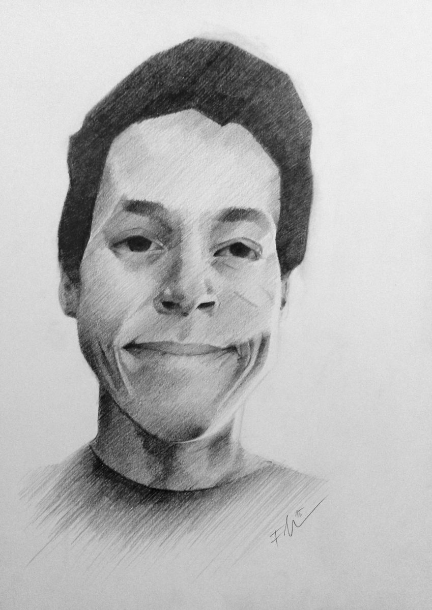 Stylized portrait drawing of a boy - A4, pencils